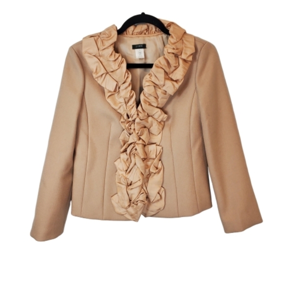 J. Crew Beige Wool and Silk Ruched Collar Blazer - Picture 1 of 3